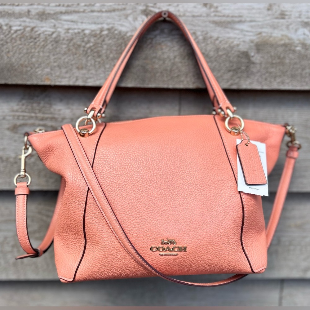 *SOLD* COACH Kacey Satchel Top Handles w/ Crossbody Coral/Salmon Leather NWT